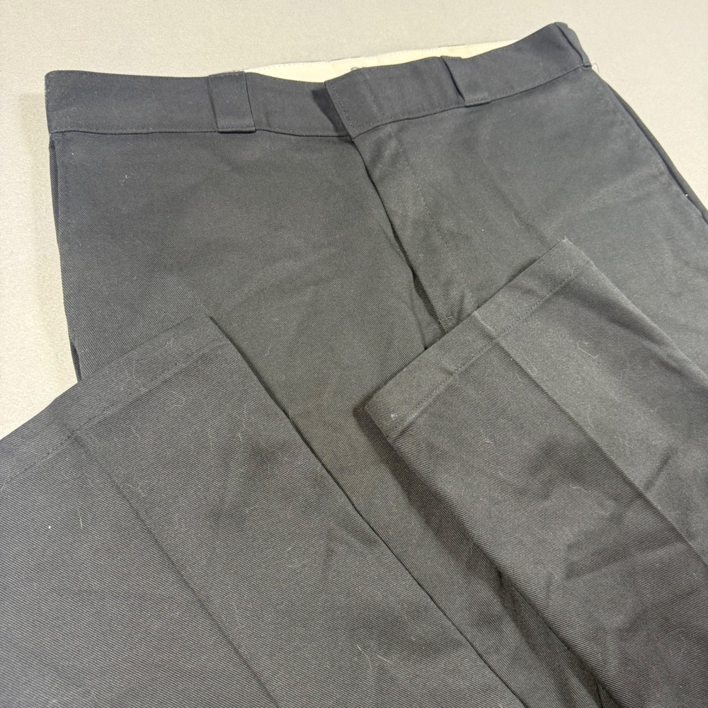 Dickies Mens Black Straight Leg Work Pants Flat Front Twill Trousers 38x30